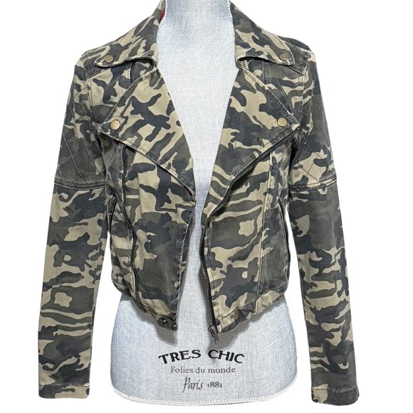 Forever 21 Crop Top Jacket - Size Small - Military Retro Camo Y2K  Vintage - Picture 1 of 15